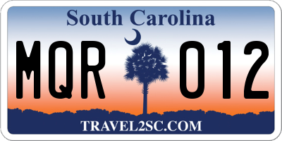 SC license plate MQR012