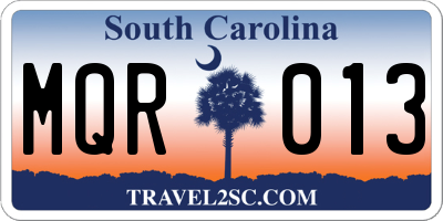 SC license plate MQR013