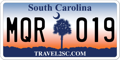 SC license plate MQR019