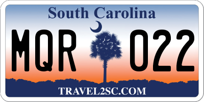SC license plate MQR022