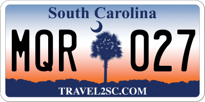 SC license plate MQR027