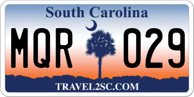 SC license plate MQR029