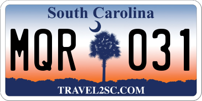 SC license plate MQR031