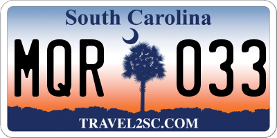 SC license plate MQR033