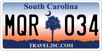 SC license plate MQR034