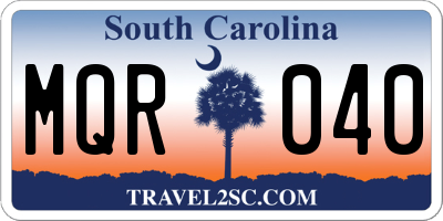 SC license plate MQR040