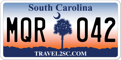 SC license plate MQR042