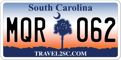 SC license plate MQR062