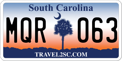SC license plate MQR063