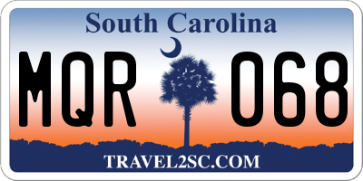 SC license plate MQR068