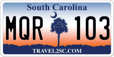 SC license plate MQR103