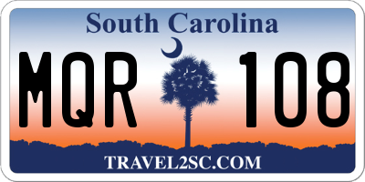 SC license plate MQR108