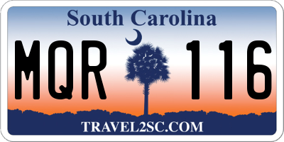 SC license plate MQR116