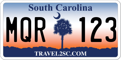 SC license plate MQR123