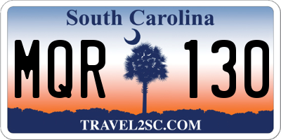 SC license plate MQR130