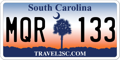 SC license plate MQR133