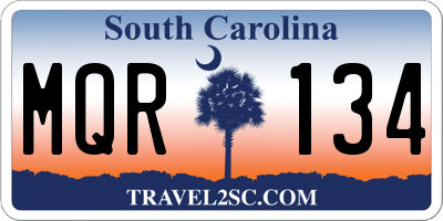SC license plate MQR134