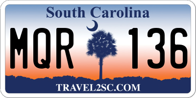 SC license plate MQR136