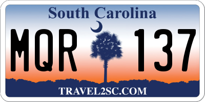 SC license plate MQR137