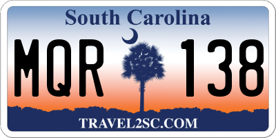 SC license plate MQR138