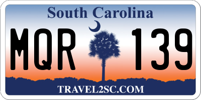 SC license plate MQR139