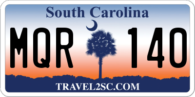 SC license plate MQR140
