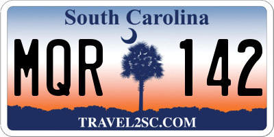 SC license plate MQR142