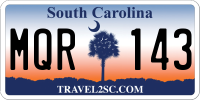SC license plate MQR143
