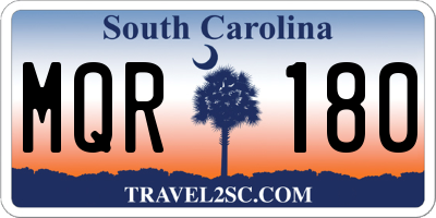 SC license plate MQR180