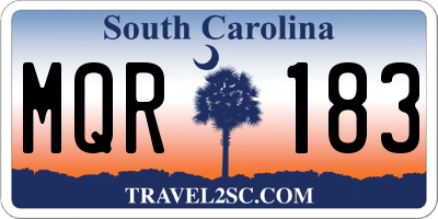 SC license plate MQR183
