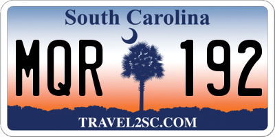 SC license plate MQR192