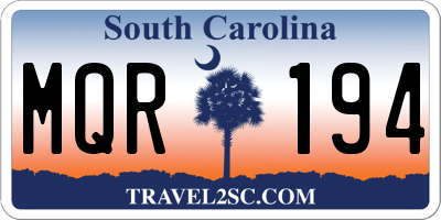 SC license plate MQR194
