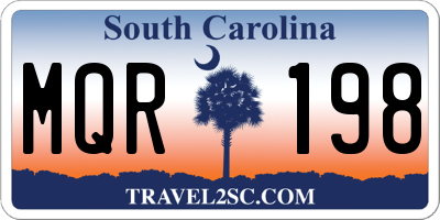 SC license plate MQR198