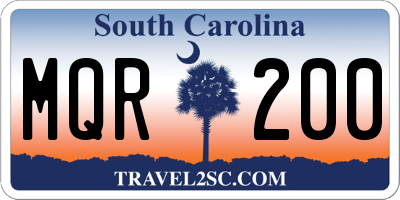 SC license plate MQR200