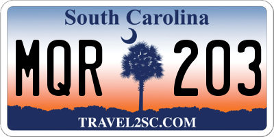 SC license plate MQR203