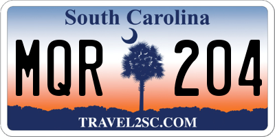 SC license plate MQR204