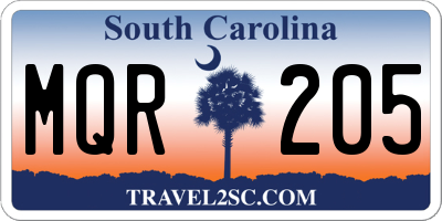 SC license plate MQR205