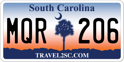 SC license plate MQR206