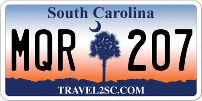 SC license plate MQR207