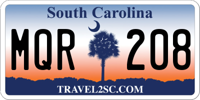 SC license plate MQR208