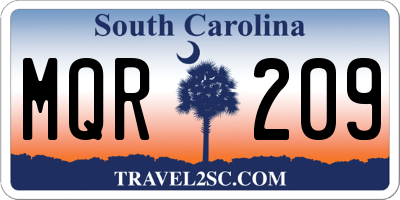 SC license plate MQR209