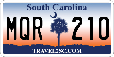 SC license plate MQR210
