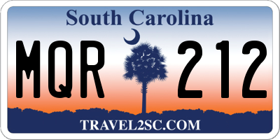 SC license plate MQR212