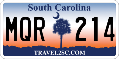 SC license plate MQR214