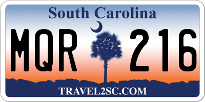SC license plate MQR216
