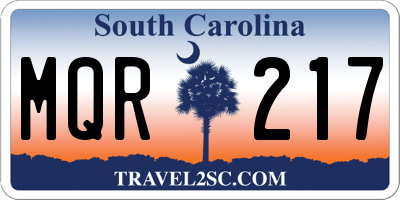 SC license plate MQR217
