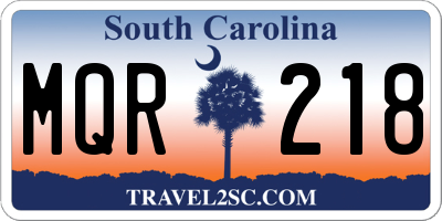 SC license plate MQR218