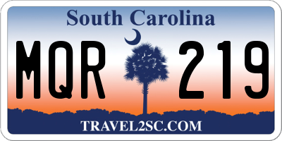 SC license plate MQR219