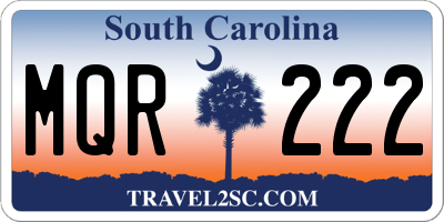 SC license plate MQR222
