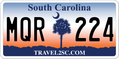 SC license plate MQR224